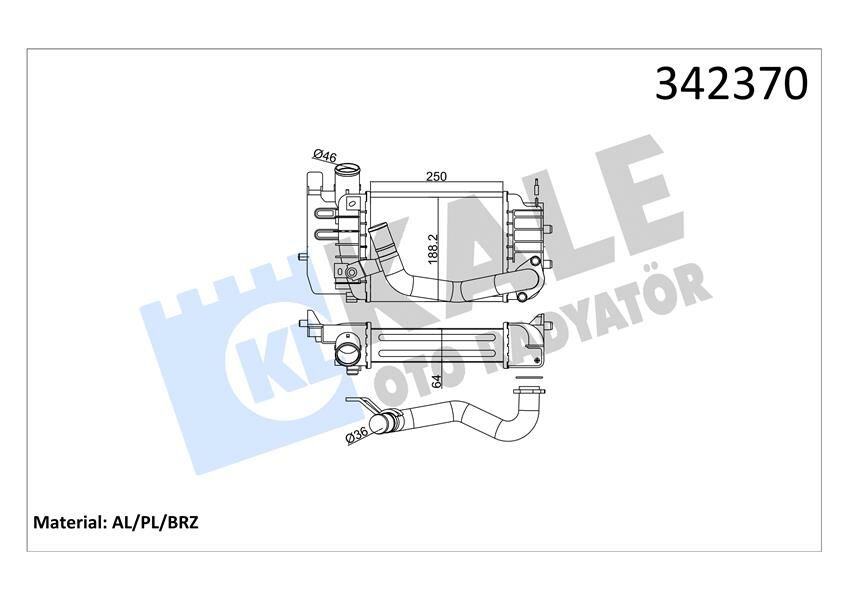 TURBO RADYATÖRÜ INTERCOOLER TOYOTA TREZIA-URBAN CRUISER-VERSO S AL-PL-BRZ-KALE 342370-179000N010-179000N030