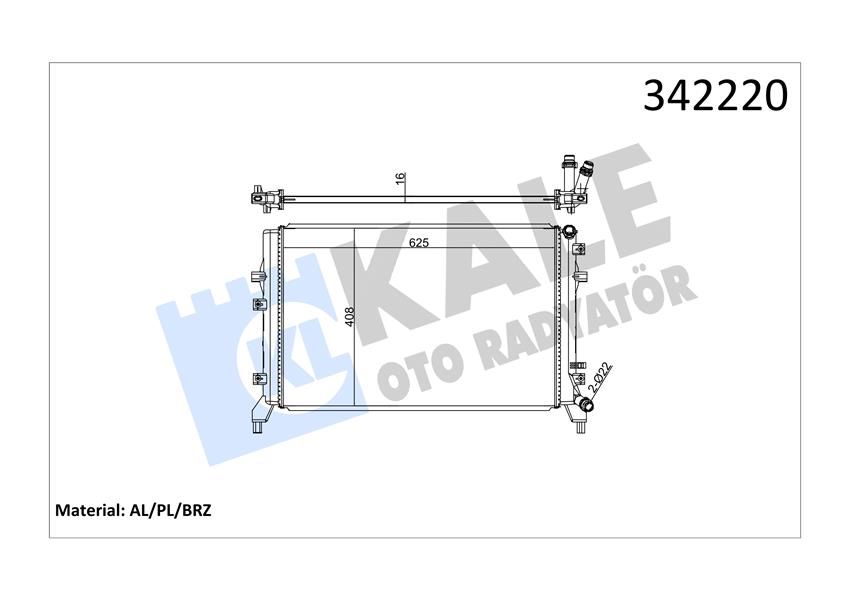 RADYATÖR VW CADDY III-EOS-GOLF PLUS-GOLF V-VI-JETTA III-JETTA IV-PASSAT-SCIROCCO-TOURAN AL-PL-BRZ-KALE 342220-1K0121251BN
