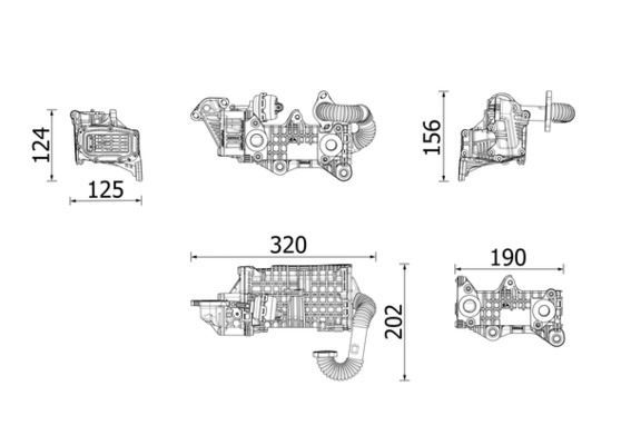 EGR SOĞUTUCU KÜTÜĞÜ KOMPLE P301-P208-P2008-P3008-P5008-PARTNER-BERLINGO-JUMPY-C3-C4-C-ELYSEE 1.5 BlueHDI DV5 TOURNEO-FOCUS IV 17 COURIER 17 KUGA III 19 1.5 ECOLBUE-MAHLE-9813050280-KV6Q9U443BB