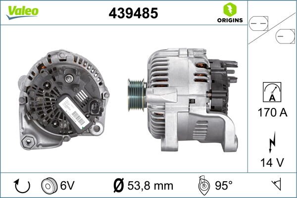 ALTERNATOR SARJ DINAMOSU 12V 170A BMW M47 M57 E60 E63 E64 E65-VALEO 439485-12318517261-12317799204