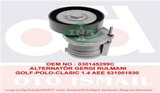 ALTERNATÖR GERGİ RULMANI KÜTÜKLÜ POLO-GOLF4-BORA 1.6-1.4-1.6 16V AEE-ALM-AFH-AHW-BBY-BKY-BBZ-BCB-INA-030145299C-030145299F