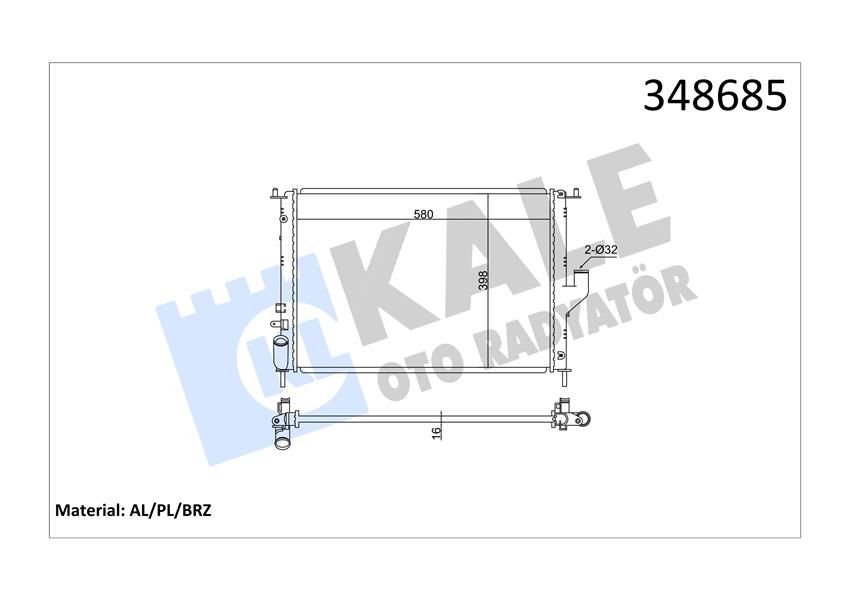 RADYATÖR DUSTER-LOGAN 05 -LOGAN MCV-LOGAN EXPRESS-SANDERO 08 - LADA LARGUS MT AC-KALE-8200735039-214100980R
