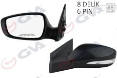 DIŞ DİKİZ AYNASI SOL BLUE 12 ELEKTRİKLİ ISITMALI SİNYALLİ SİYAH KAPAK DÜZ CAM 6 FİŞ VM-6451NEHL-GVA-876104L020CA