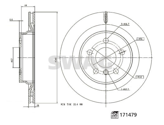 FREN DISKI ARKA BMW F39 F40 F48 F44 F45 F46 MINI F54 F60-SWAG 33100918-34216799369