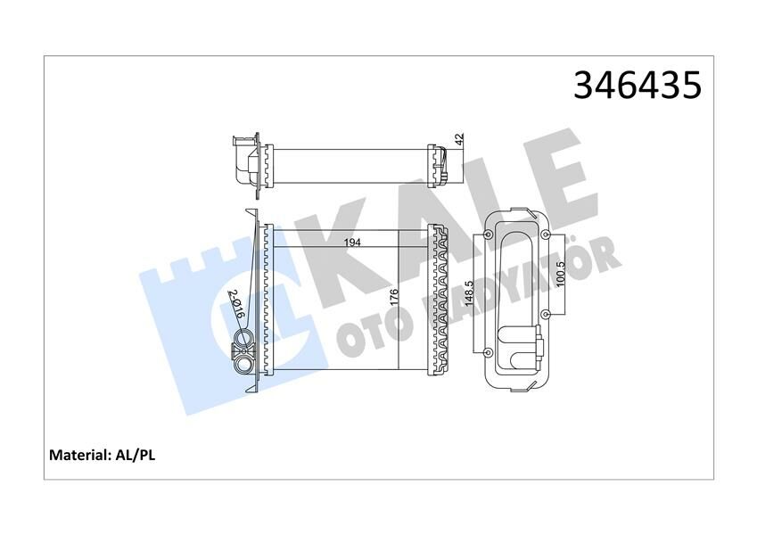 KALORİFER RADYATÖRÜ VOLVO 850 91-96 C70 98-05 S70 97-00 V70 97-00-KALE 346435-9144221