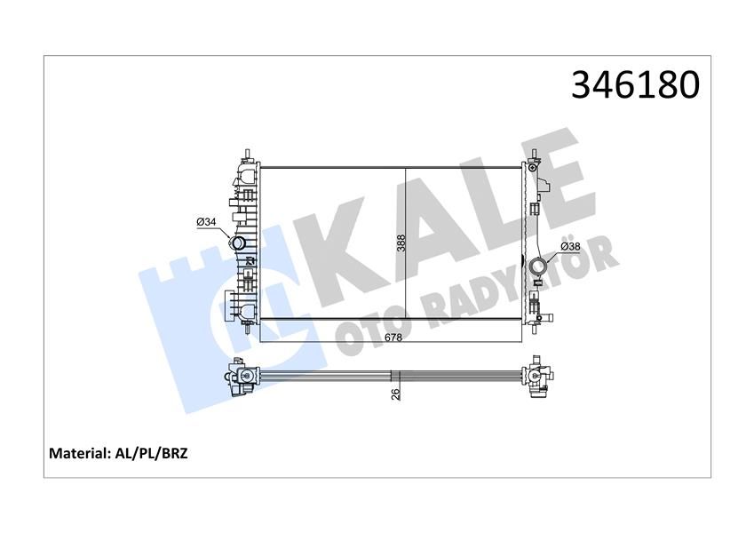 RADYATÖR INSIGNIA 2.0 CDTI 08 AC /- MEK 680x379x26 AL/PL/BRZ-KALE 346180-1300291-13241725