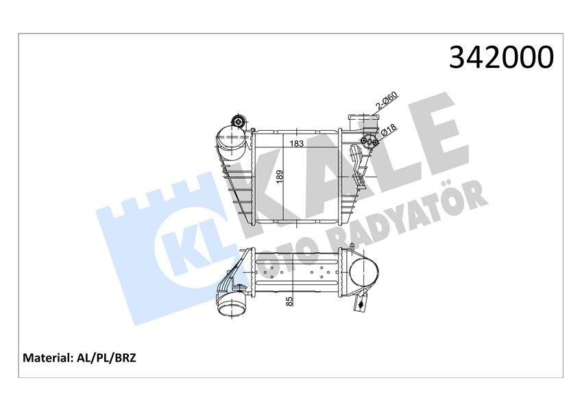 TURBO RADYATÖRÜ INTERCOOLER GOLF IV-BORA-A3-OCTAVIA-TOLEDO-LEON 1.9TDI 183X189.5X85 AL/PL/B-KALE 342000-1J0145805B-1J0145805D-1J0145805H