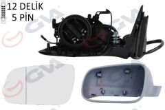 DIŞ DİKİZ AYNASI SOL PASSAT 97 ELEKTRİKLİ ISITMALI ASTARLI ASFERİK 5 FİŞ VM-189NAL-GVA-3B1857507C01C