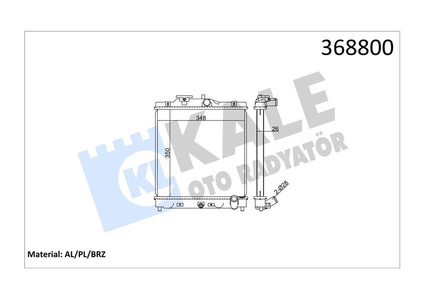 RADYATÖR CIVIC V-VI-HRV AL/PL/BRZ 350x348x26-KALE 368800-19010P01003-19010P01004-19010P08003