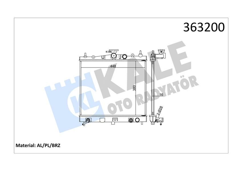 RADYATÖR NOTE-MICRA III-MICRA C C AL/PL/BRZ 500x381x16-KALE 363200-21460AX800-21460BH50A