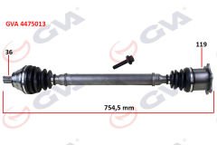KOMPLE AKS SAĞ CADDY-GOLF5-JETTA-PASSAT 1.9-2.0 TDİ 03-09 754.5mm-GVA 4475013-1K0407272EG-1K0407272DQ-1K0407272QF