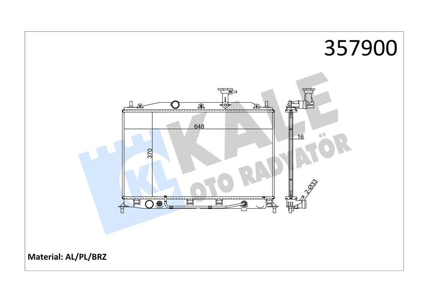 RADYATÖR ACCENT-ACCENT III 1.4/1.6 ERA OTOMATIK VITES AL/PL/BRZ 370x648x16-KALE 357900-253101E050
