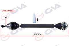 KOMPLE AKS SAĞ CADDY III 1.9 TDI 04-10 BJB 803mm-GVA 4475011-2K0407272E