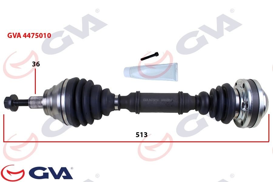 KOMPLE AKS SOL CADDY III 1.9 TDI 04-10 BJB 513mm-GVA 4475010-2K0407271E