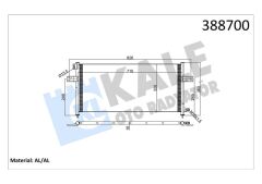 KLİMA KONDENSERİ NISSAN PICKUP 2.4i-2.5D 98 AL/AL 710x328x20-KALE 388700-921103S401-92110VJ200