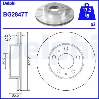 ÖN FREN AYNASI FIAT DUCATO 94 14 PEUGEOT BOXER 94 14 CITROEN JUMPER 94 14 KARSAN JEST 98 300x24x5DELİK-DELPHI BG2847T-4249.H2-4246.K2-4246.Y3-71739637