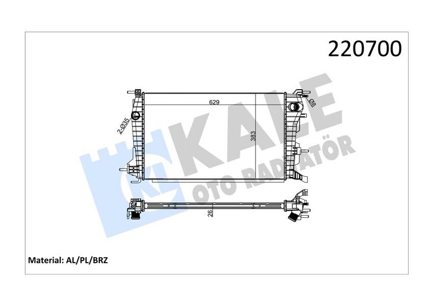 RADYATÖR RENAULT FLUENCE DIESEL 1 SIRA ALB SİSTEM-KALE 0559021AB-214100068R-8671095333