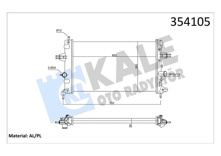 RADYATÖR ASTRA G 1.6 Z16XEP AC MEK 600x375x26-KALE 354105-1300270-93179909