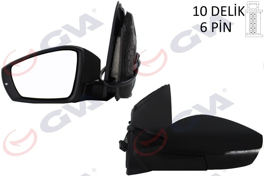 DIŞ DİKİZ AYNASI SOL POLO 09 ELEKTRİKLİ ISITMALI SİNYALLİ ASFERİK 6 FİŞ VM-388NEHAL-GVA-6R1857507K-6R1857507M