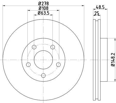 ÖN FREN AYNASI ADET FOCUS 04-12 CMAX 07-10 S40 06-10 C30 10-12 C70 06-13 V50 05-12 278x25x5DLxHVLI-FRENDI 13554-AV611125BB-7M511125BB-1520297