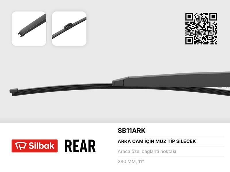SİLECEK SÜPÜRGESİ ARKA MUZ TİPİ 280mm MINI PACEMAN 09/12 VOLVO V40 II 08/12-SILBAK SB11ARK
