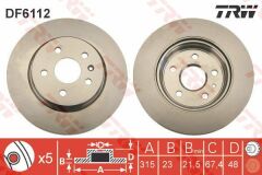 ARKA FREN AYNASI INSIGNIA A 08 SAAB 9-5 YS3G 10 17 JANT-18 JANT 315x22.9x5DLxHAVALI-TRW-13502199-569128-13501303-569062