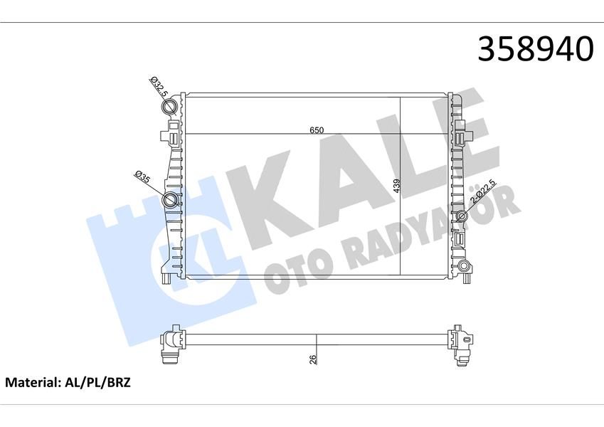 RADYATÖR AUDI A1-A1 CITY CARVER-SEAT IBIZA V 1.0 TGI-1.6 TDI 17--ARONA 1.0 TSI 17-SKODA SCALA 1.0 TS-KALE 358940-2Q0121253A-2Q0121253K