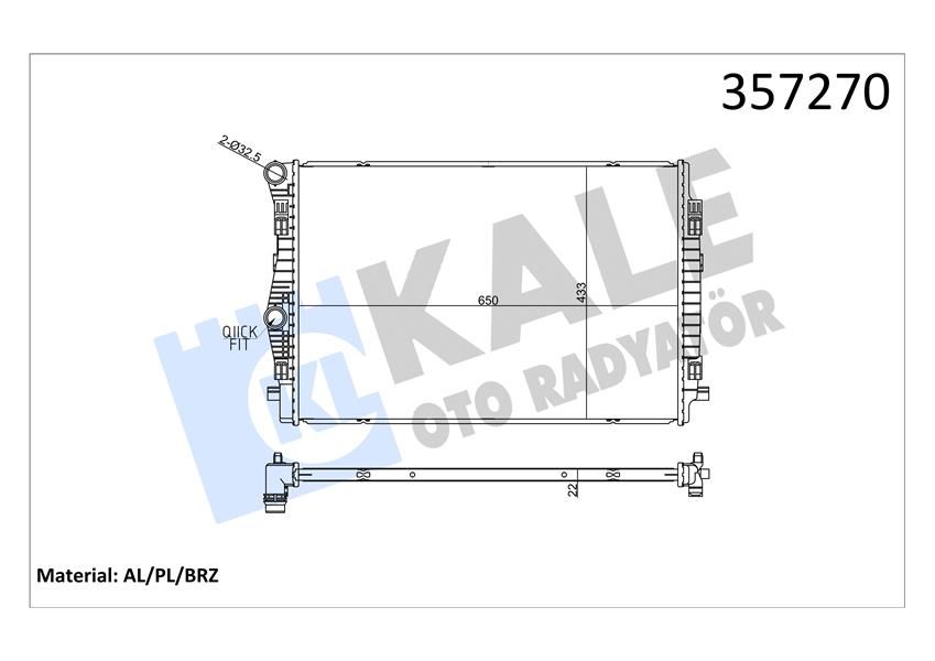 RADYATÖR GOLF VII A3 LEON 1.4 TSI-TFSI 2.0 TDI AL/BRZ-KALE 357270-5Q0121251EQ-5Q0121251ES-5Q0121251GL