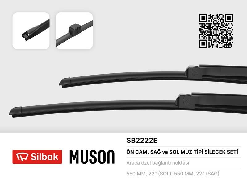 SİLECEK SÜPÜRGESİ 550/550mm MUZ TİPİ A4 03-04 CABRILOET 04-07 MERCEDES C-Class 03-07 MERCEDES CLK-SILBAK SB2222E