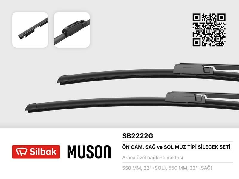 SİLECEK SÜPÜRGESİ 550/550mm MUZ TİPİ AUDI A6 04/05-SILBAK SB2222G