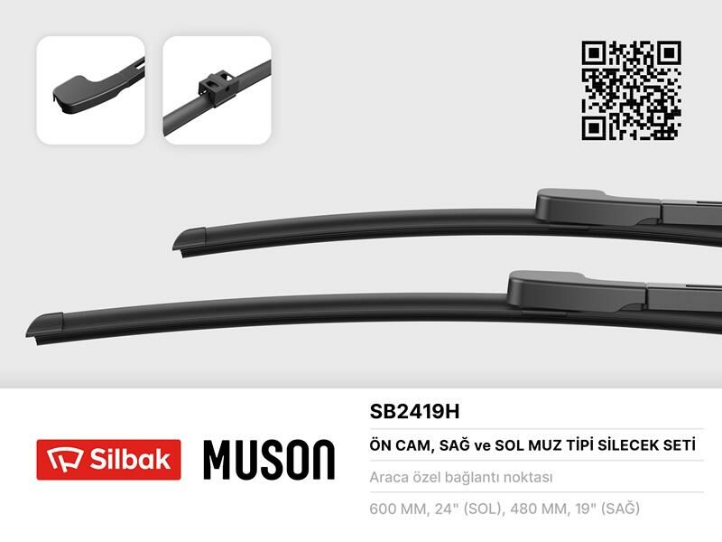 SİLECEK SÜPÜRGESİ 600/480MM MUZ TİPİ BMW 3 SERISI SEDAN E90-TOURING E91 03/05-SILBAK SB2419H