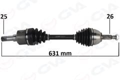 ON KOMPLE AKS SOL TRANSIT CONNECT 1.8 TDCI 02 14 75 -90-110PS 628mm-GVA 4433153-2T143B437CD-9T163B437AA