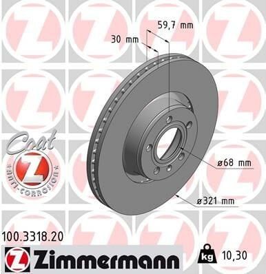 FREN DİSKİ ÖN AUDI A6-A8 2005-2011-ZIMMERMANN 100.3318.20-4F0615301E