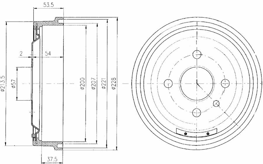 ARKA FREN KAMPANASI ASTRA F 1.4i-1.6i 91 98 KADETT 79 91 228x200x38x100x56 4DL-DELPHI BF151-568053-568058-90086194-90193915